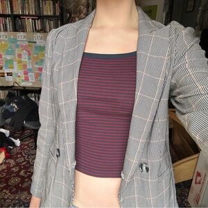 Plaid Checkered Fitted Blazer